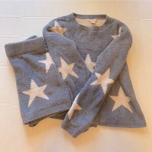 ✨Like New✨ Cozy Short Set, Size Small; Light Blue & White Stars